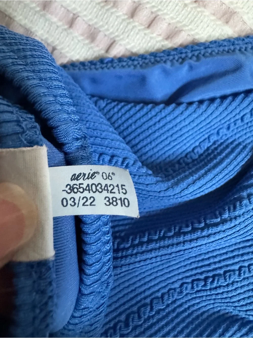 Aerie Real Good Swim Line -2022- Ribbed  Swim Set Blue Plunge